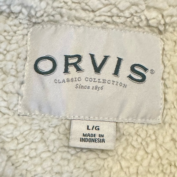 ORVIS men’s heathered gray 1/4 zip sherpa lined pullover jacket sweatshirt sz L - Picture 8 of 8